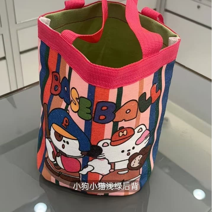 Cross-Border Trade Water Bucket Bag Tote Doodle Japanese Lunch Box Bag Korean Fashion Casual Versatile Canvas Bag 2023
