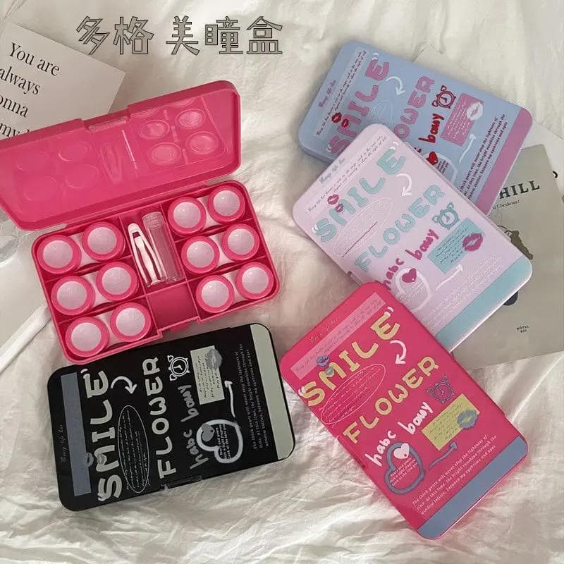 Storage Companion Eyeglasses Contact Lens Case Multi-Pair Holder with Applicator Wand, Stylish, Portable, Cute and Minimalist