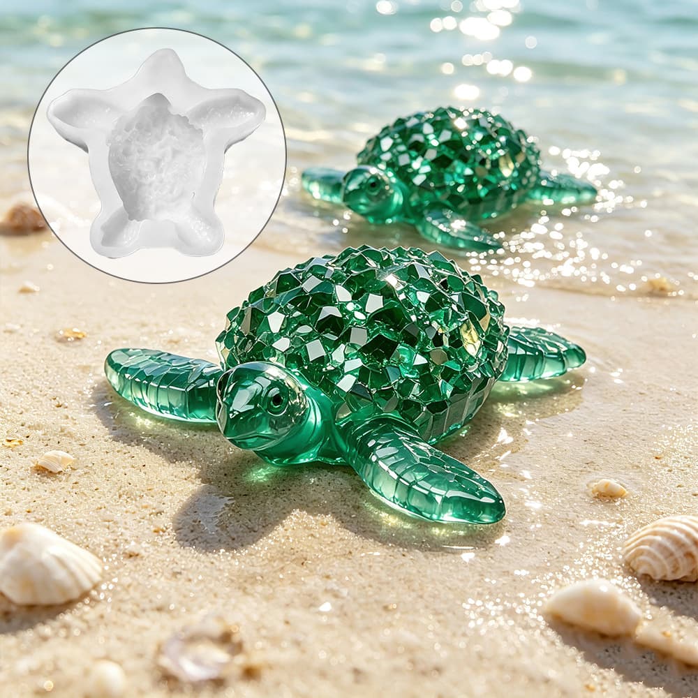 Cross-Border Diamond-Cut Turtle Silicone Mold DIY Epoxy Resin Turtle Figurine Mold Wholesale