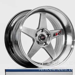 Spun Rim Wheel Wide Lip Front and Rear Electroplated Silver Edge Large Polish Lip Modified Wheel BBS Style Five-Spoke EVO