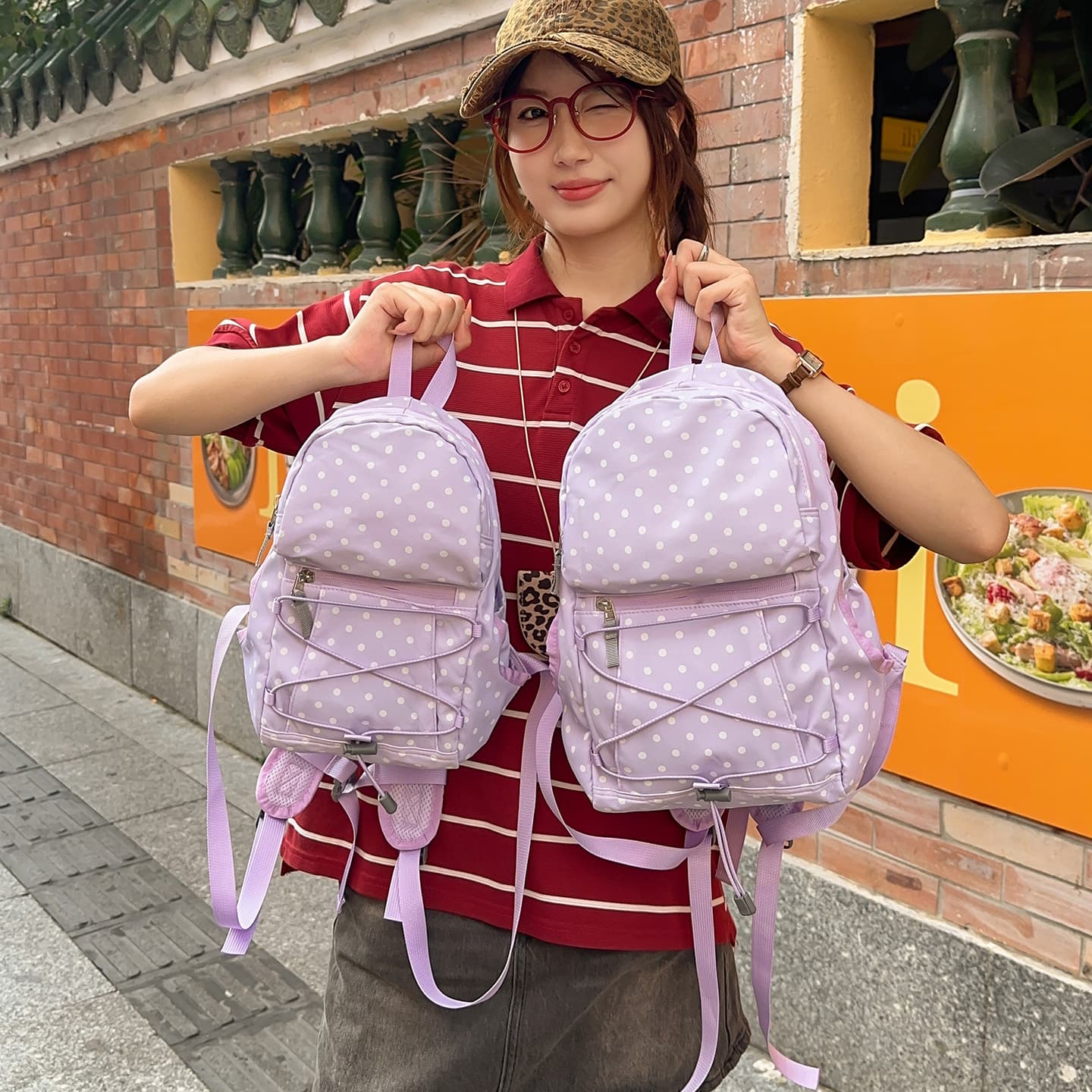 New Korean Polka Dot Mini Backpack for Female Students, Ins-style Cute Schoolbag, Casual Simple Versatile Bag
