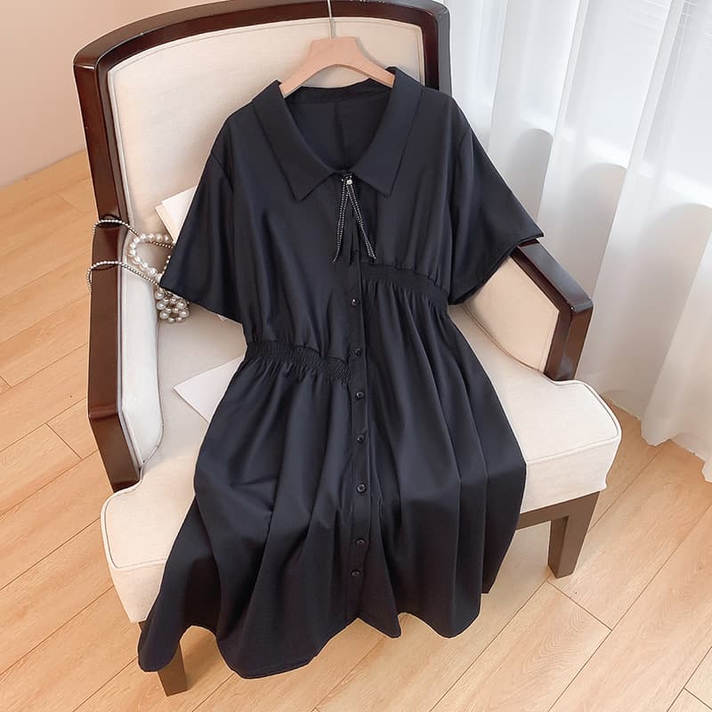 Pinduoduo Kuaishou Douyin Women's Clothing Source Plus Size 300 Jin Plus Size Women's Clothing Dropshipping Korean Waist-Cinching Design Dress