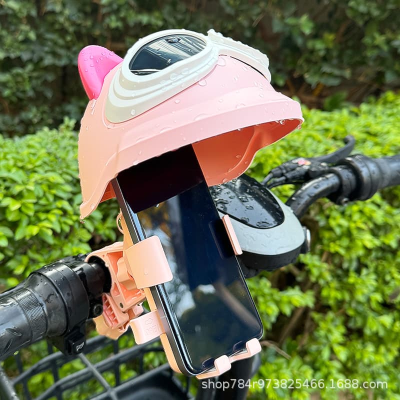 New Electric Bike Phone Holder with Navigation, Rain and Sun Protection, Small Helmet Phone Mount for E-bikes and Motorcycles