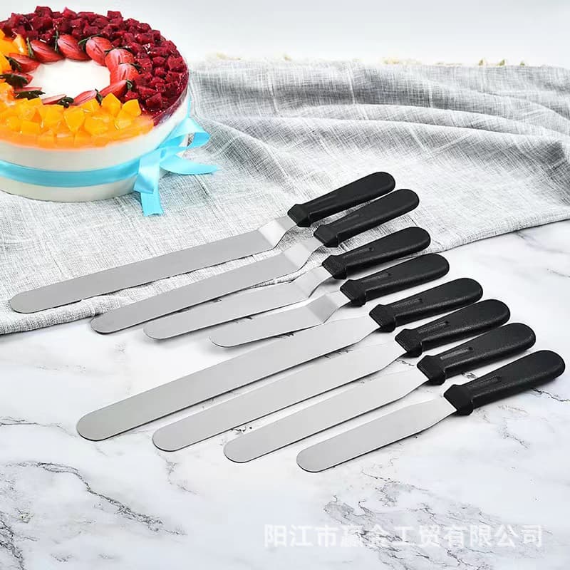 Plastic Handle Stainless Steel Cream Cake Spatula 6 inch 8 inch 10 inch 12 inch Straight and Curved Baking Tool