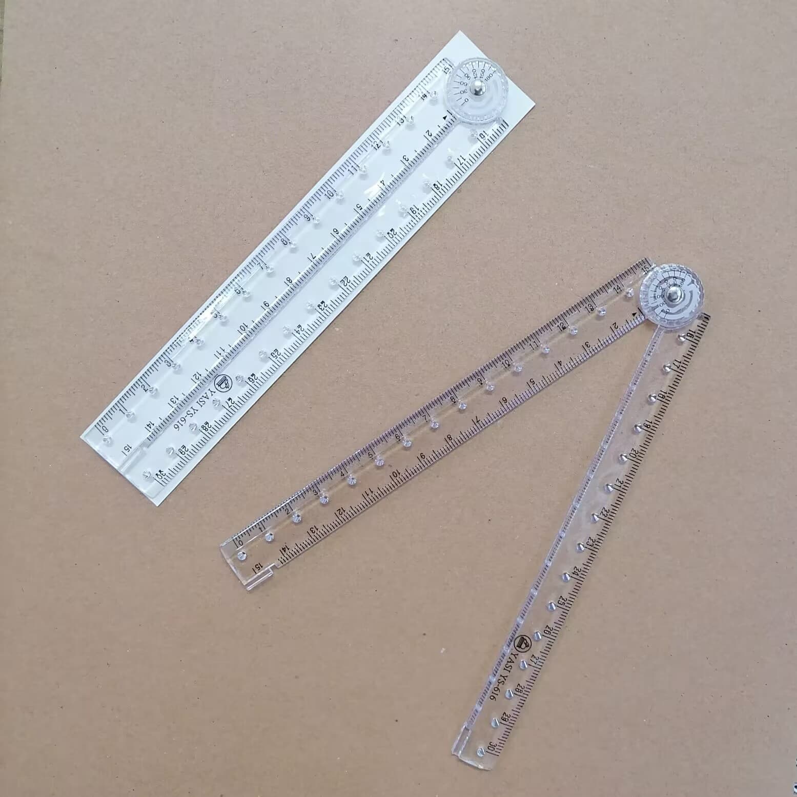 Student Multifunctional Acrylic Folding Ruler 15-30cm Transparent Straight Ruler Grid Ruler Fixed-Point Multifunctional Folding Ruler