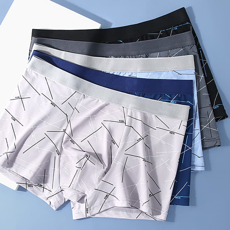Trendy Personalized Men's Underwear Summer Men's Boxer Briefs Skin-Friendly Breathable Mid-Waist Boys' Boxer Briefs Printed Shorts