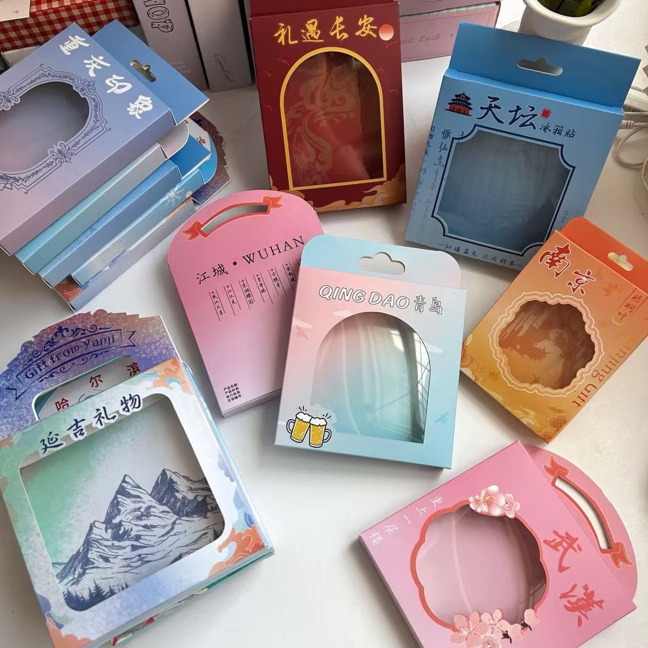 City Fridge Magnet Gift Box, Printed Cultural Creative Packaging, Keychain Hanging Window Card Box, Scenic Area Gift Paper Box
