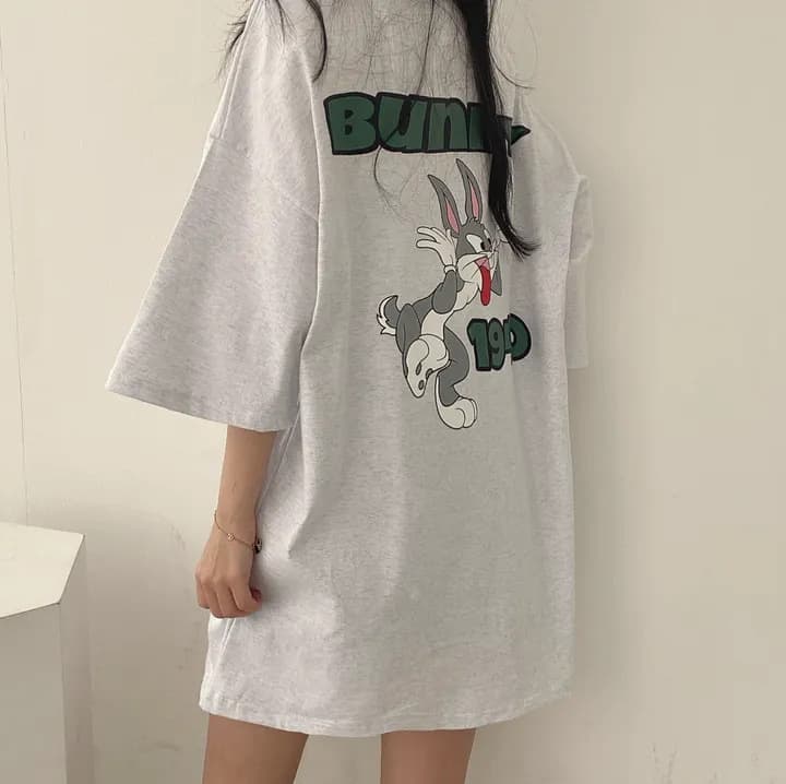 Clothing Simple Cartoon Letter Harajuku Style Korean Internet-Famous T-shirt Women's Short Sleeve 2024 Summer Student Loose Fit