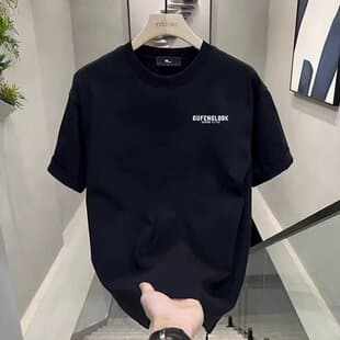 New National Trend Men's Short Sleeve T-Shirt, Pure Cotton Printed, Summer Casual Round Neck Tee
