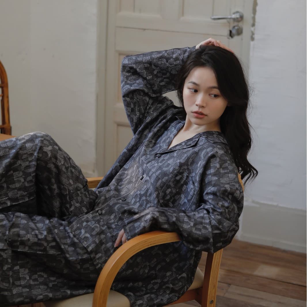 Couple Pajamas | Korean Style Couple Pajamas Casual Tencel Long Sleeve Long Pants Set Cardigan V-Neck Casual Loungewear