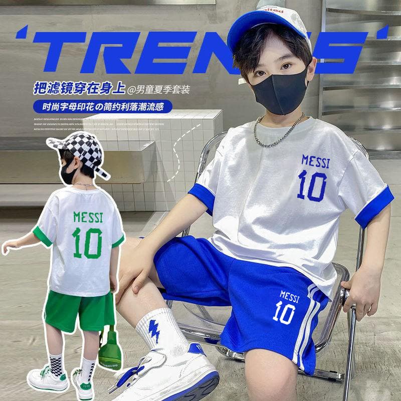 Kids Summer Basketball Jersey Set Boys Mesh Quick-Dry Short Sleeve Shorts Youth Football Training Wear