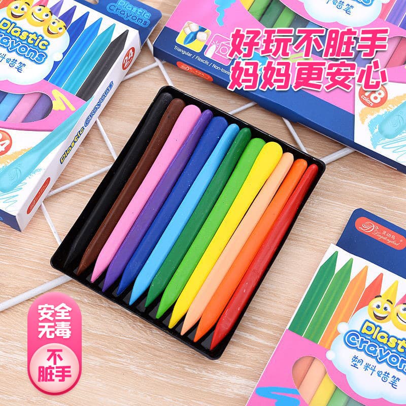 Smart Bird 12/18/24 Color Children's Plastic Crayons Triangular Crayons Washable Color Plastic Crayons Manufacturer