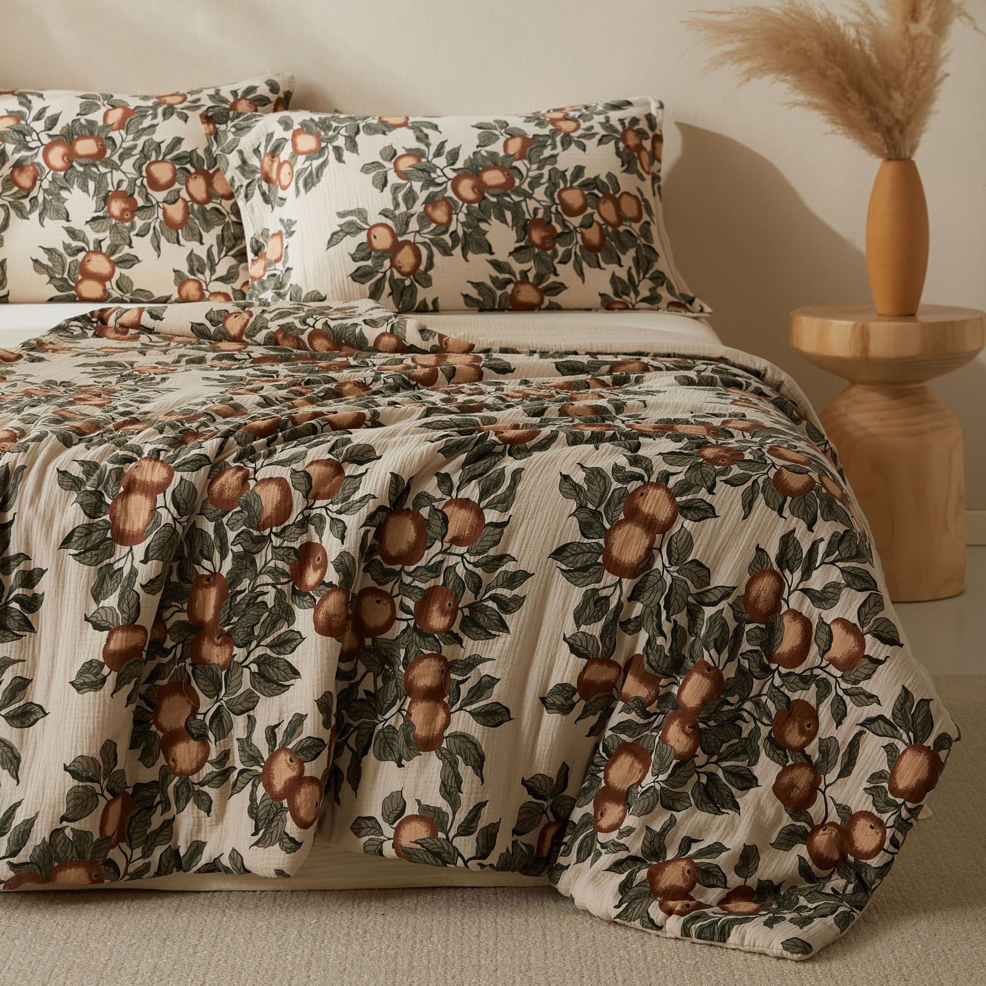 Class A Nordic Pure Cotton Gauze Double-Layer Summer Air Conditioning Quilt, Crinkled Cotton Bed Sheet, Ins Style 3-Piece Set