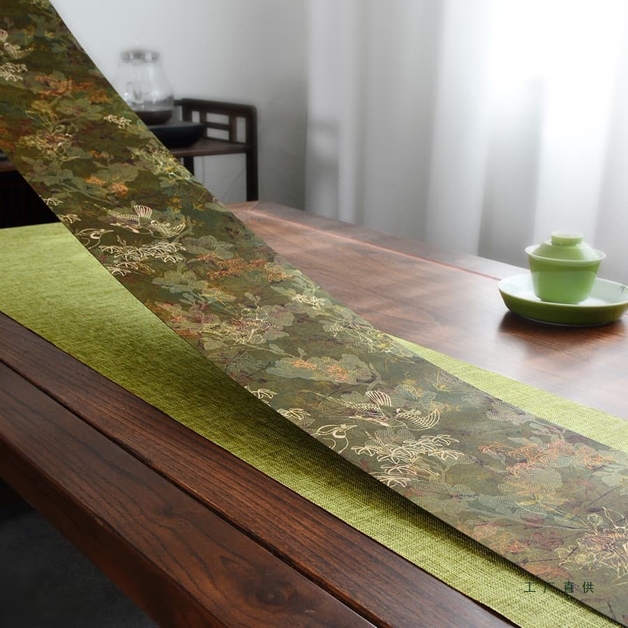 Retro Waterproof Imitation Cloud Gauze Tea Mat Double-layer Chinese Zen Tea Table Runner Luxury Tea Table Cloth