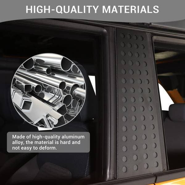 1 Pair of Window Trim Panels for 21-23 Ford Bronco Modification B-Pillar Aluminum Decal