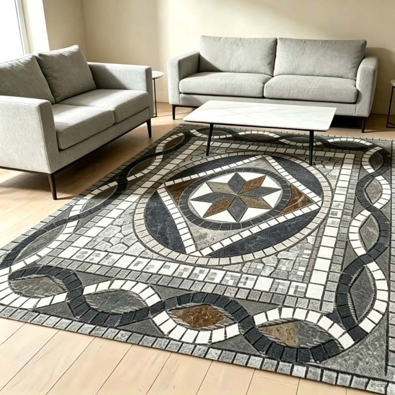 Cross-border Crystal Velvet Carpet Light Luxury Mosaic Stone Texture Easy to Care Cold-Proof Flat Carpet Large Area for Living Room