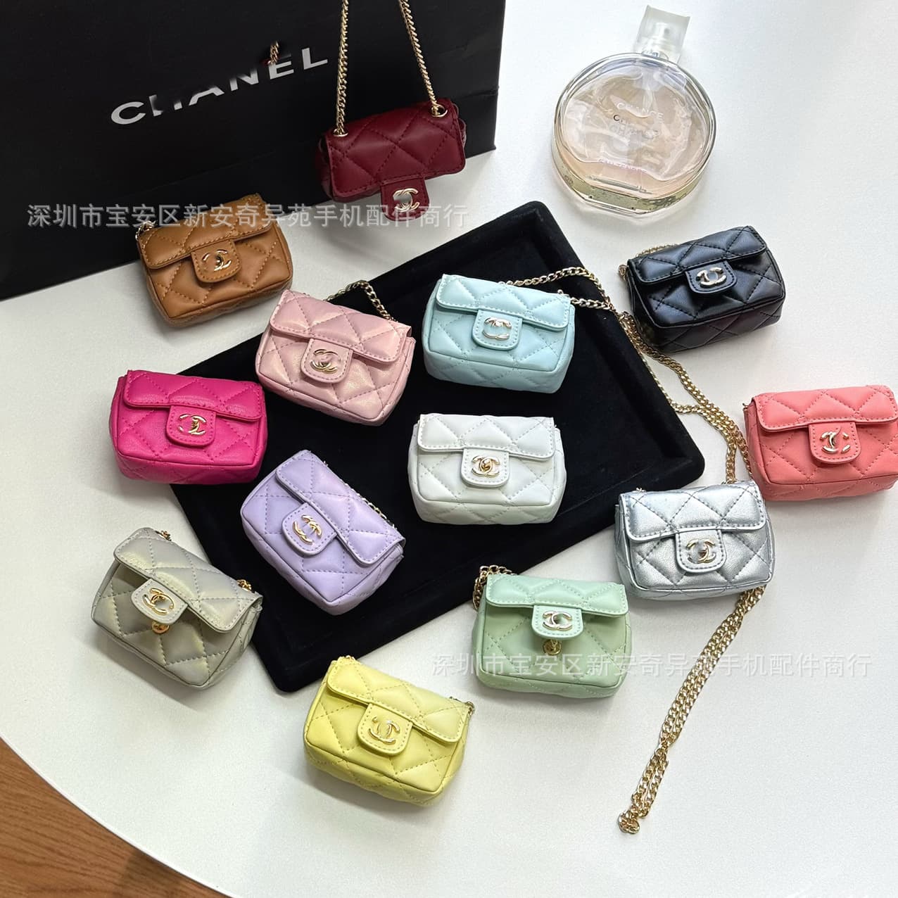 New Diamond Pattern Earphone Case Compatible with AirPods Pro 3 Earphone Cover Chanel-Style Chain AirPods Protective Shell