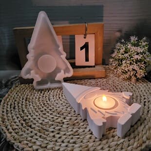 S0801 Christmas Gnome Candle Holder Decoration Cement Plaster Silicone Mold DIY Silicone Mold