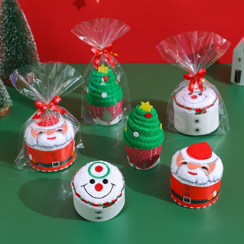 Christmas Tree, Santa Claus, Snowman, Reindeer Plush Cake Towel Gift for Company Christmas Eve and New Year Events Factory Store