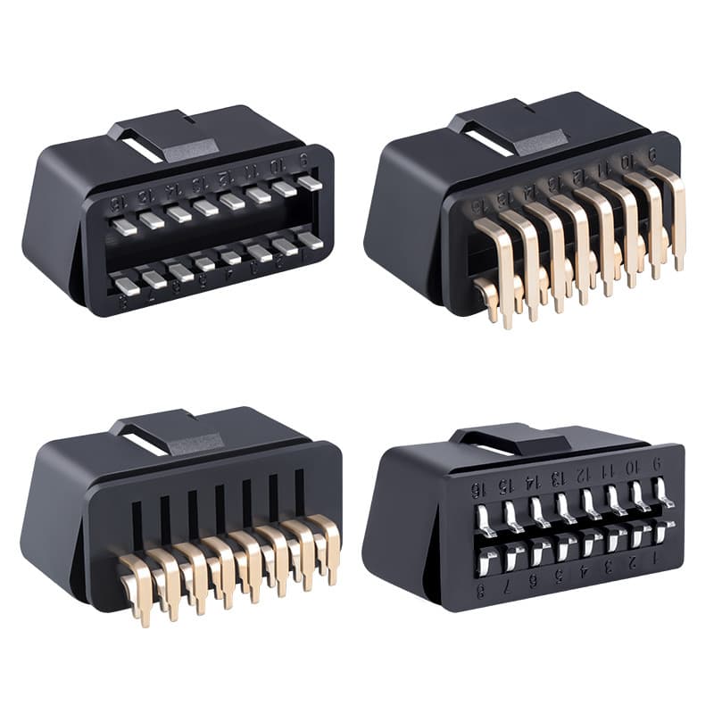 OBD2 16pin male gold-plated nickel-plated connector OBD plug car interface 12V