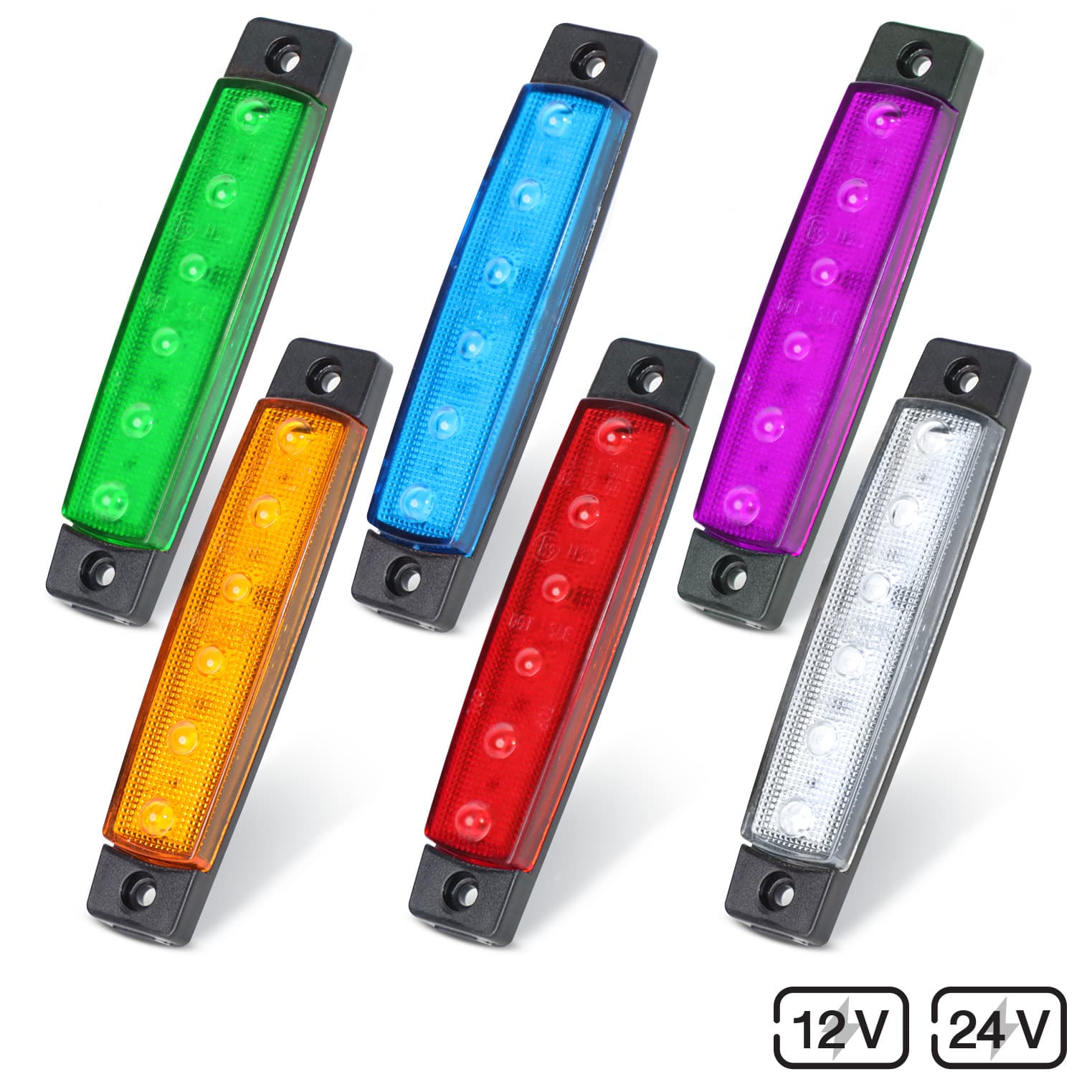 Cross-border Export 5-Color 6-LED 12V/24V LED Double-Sided Small Long Edge Light Truck Side Light