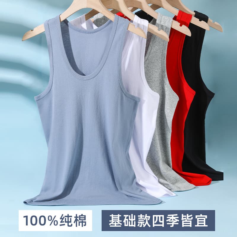 Men's 100% Cotton Slim Fit Crew Neck Sports Hurdles Vest, Solid Color, Sleeveless Base Layer Shirt