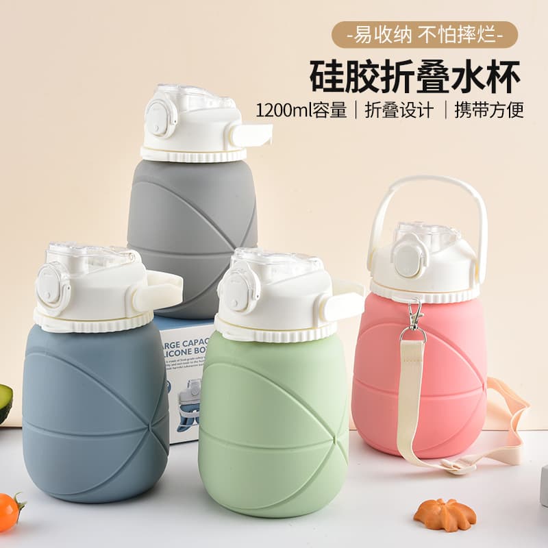 Internet celebrity ton ton cup fitness large capacity sports water bottle outdoor portable silicone sports water bottle space cup big belly cup