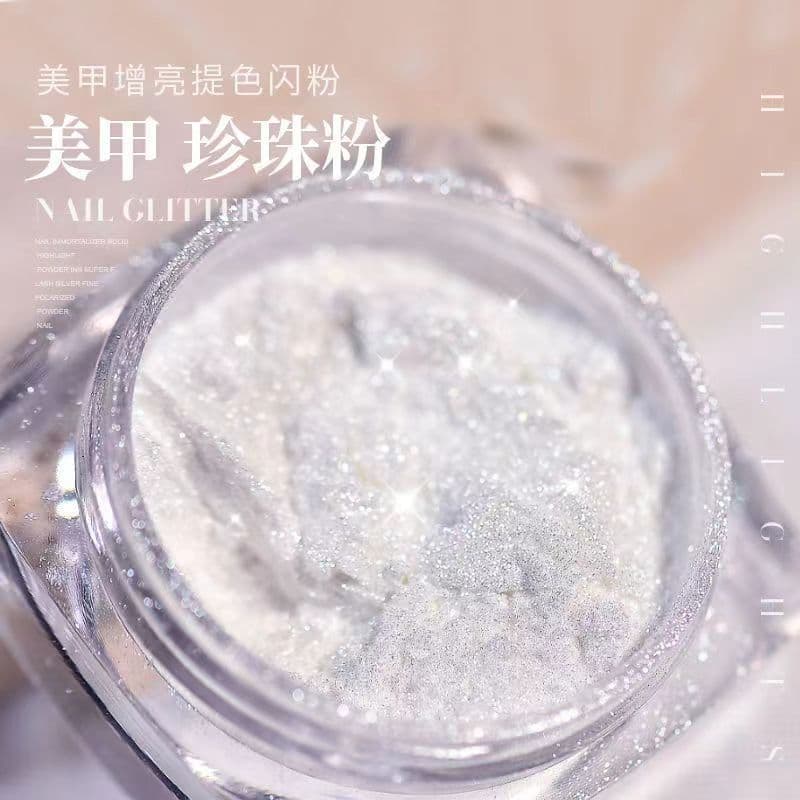 Nail Art Pearl White Magic Mirror Powder Fairy Highlight Powder Polarized Powder Pearlescent Powder Pearl Ice Skin Powder Ice Translucent Whitening