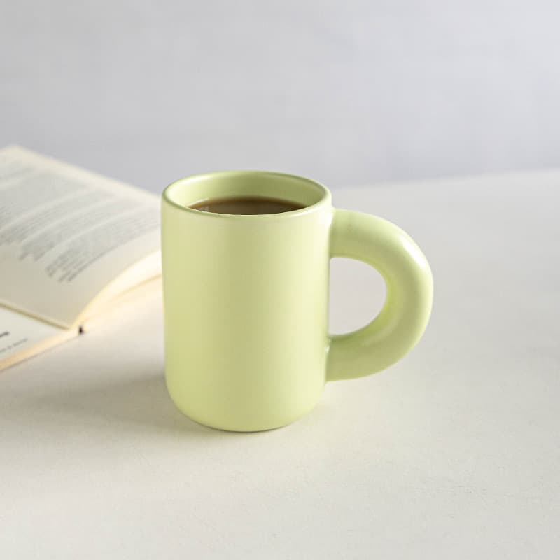 Ins Style Chunky Handle Mug Sesame Glaze Cute Water Cup Coffee Cup Household Tea Cup Milk Cup Minor Flaw