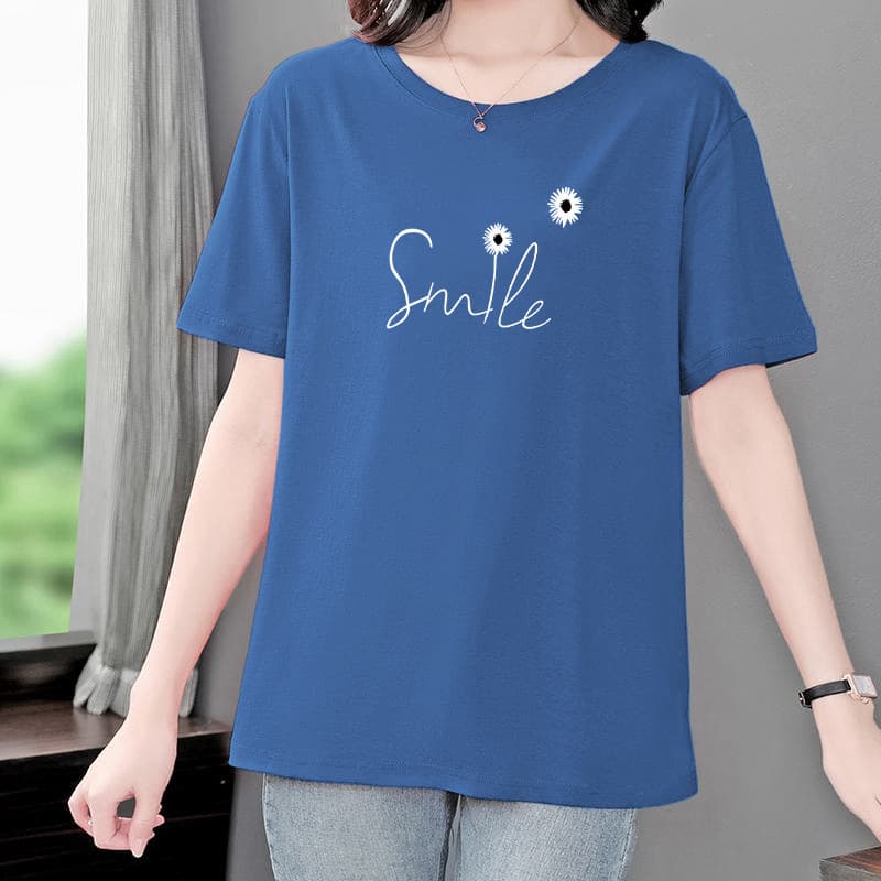 2025 New Short-Sleeved T-Shirt Plus Size Women's Summer Last Order Fat mm Cover-Up Loose Slimming Look Mother's Age-Reducing Top