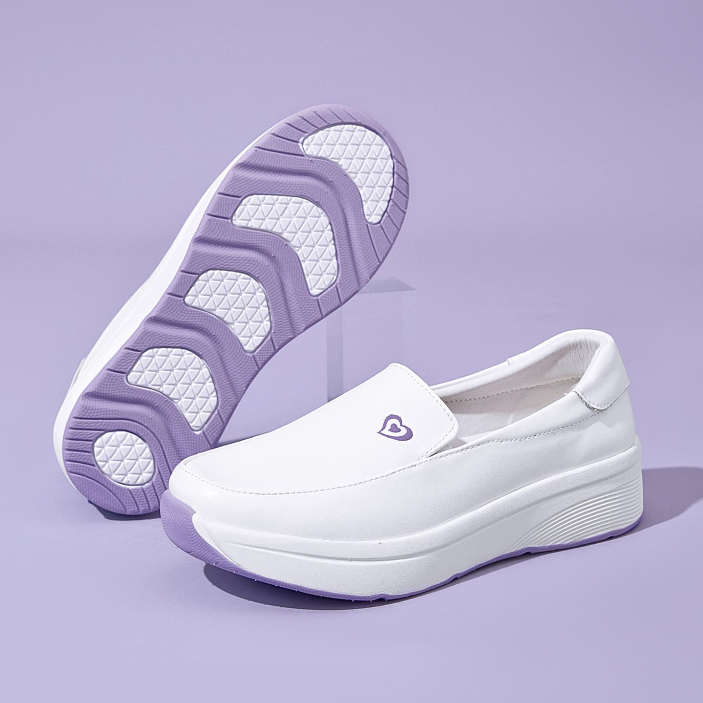 Nurse Shoes Hospital Work Shoes Cowhide EVA Air Cushion Sole Printed Comfortable Soft Sole White Shoes
