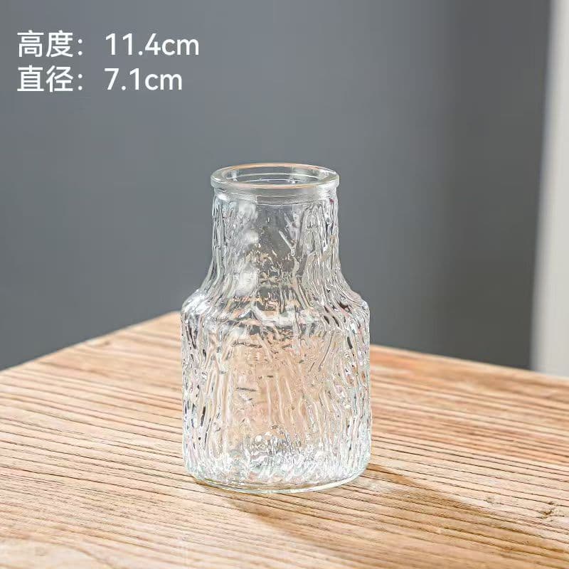 Nordic Glacier Water Wave Textured Glass Vase Transparent Textured Hydroponic Vase Living Room Decorative Glass Small Vase