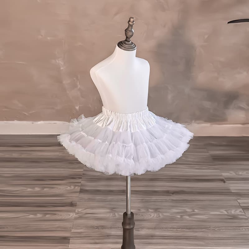 25cm super short children's petticoat cloud Lolita style non-flowing soft tulle tulle skirt for everyday wear, cosplay, performances, white, cross-border e-commerce.