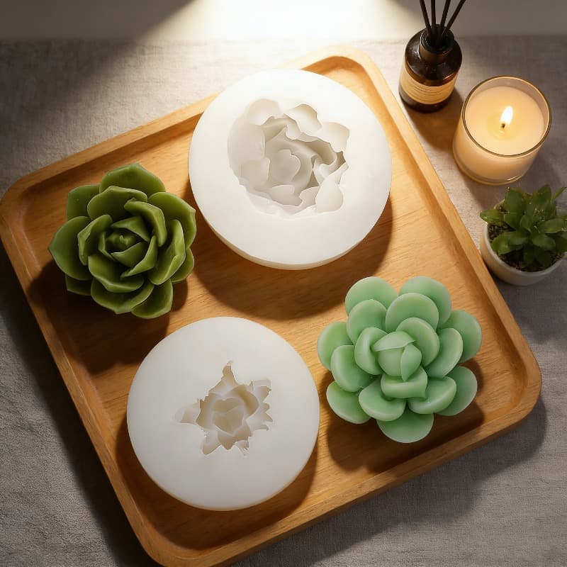 Large Succulent Flower Silicone Mold DIY Scented Candle Plaster Soap Cake Chocolate Decoration Baking Mold