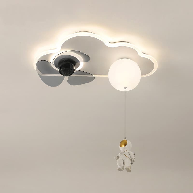 Boys and Girls Room Light Luxury Astronaut Creative Personality Cloud LED Ceiling Light Children's Bedroom Fan Light