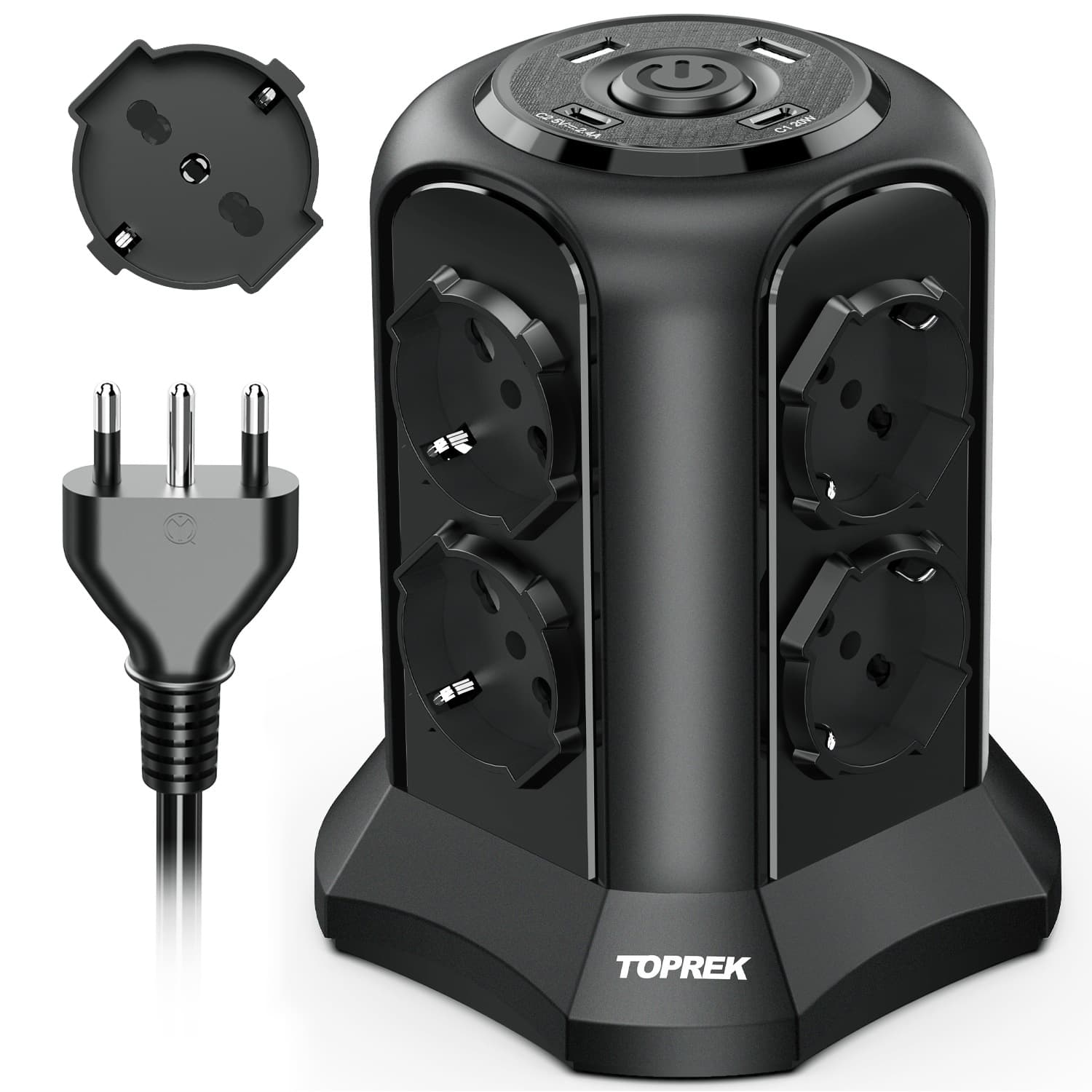 Factory Direct Supply Cross-border Hot-sale Italian Standard Tower Socket with Fast Charging Port PD20W