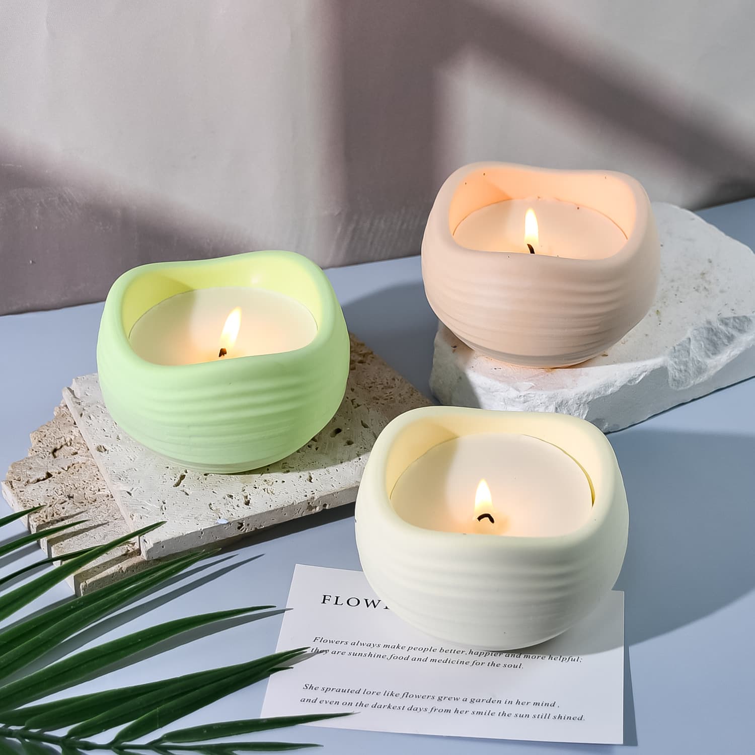 DIY New Wave Symmetrical Candle Cup Silicone Mold Plaster Cement Succulent Flower Pot Mold Cross-Border Hot Sale