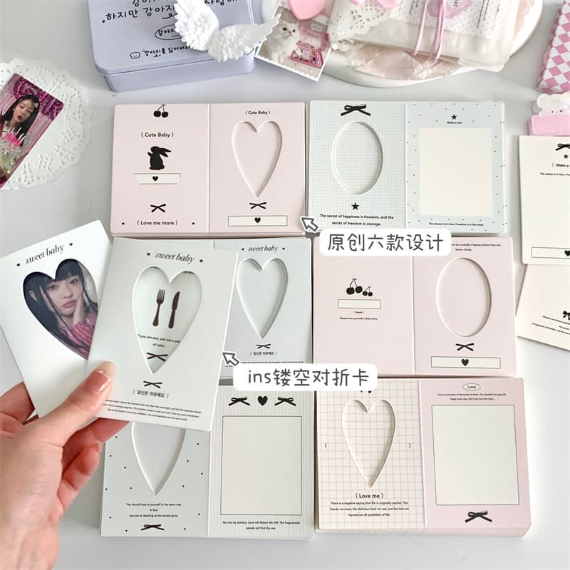 Cut-out mini Instagram bifold cards, cardboard for small card protection, decorative foldable DIY message cards