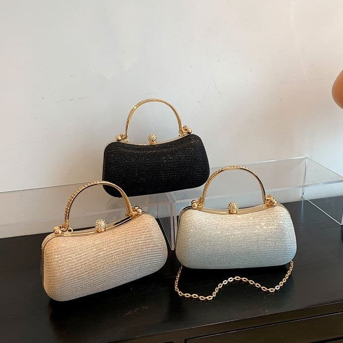 New Fashion Chain Evening Bag Shiny Gold Lock Clasp Trendy Youth Essential Runway Elegant Special Bag