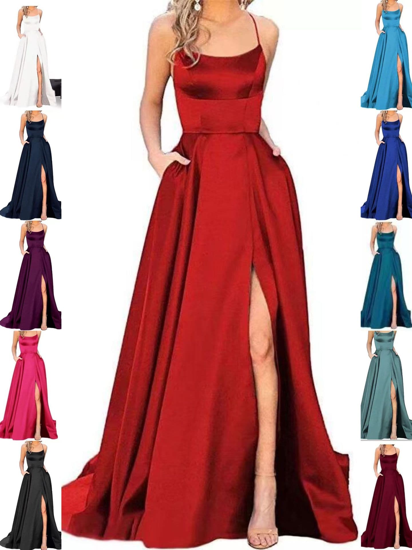 2023 Amazon EU/US Cross-Brand New Bridesmaid Dress Long Gown with Small Train, Strapless Solid Color Banquet Evening Gown