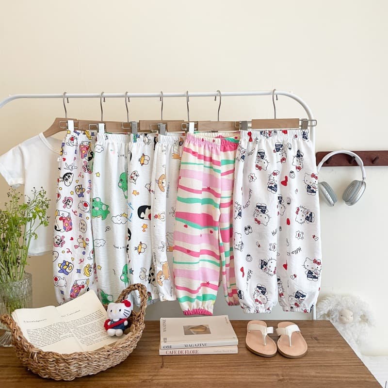 Children's summer trousers cartoon baby air-conditioned pants pajamas anti-mosquito pants cute home pants thin boys and girls pants