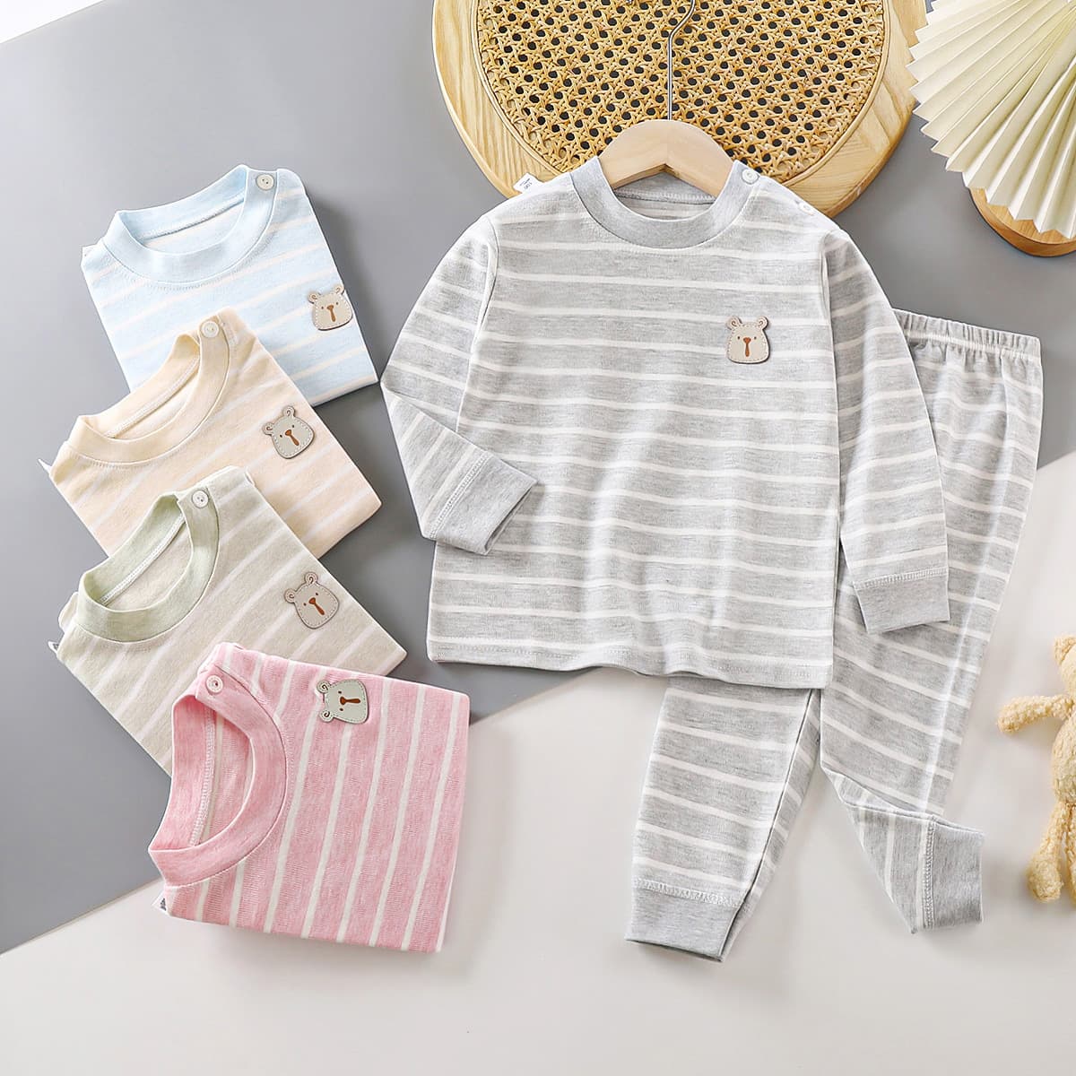2024 Autumn Children's Cotton Underwear Set Baby Color Cotton Innerwear Casual Moisture Wicking Soft Fabric Unisex Kids Clothing