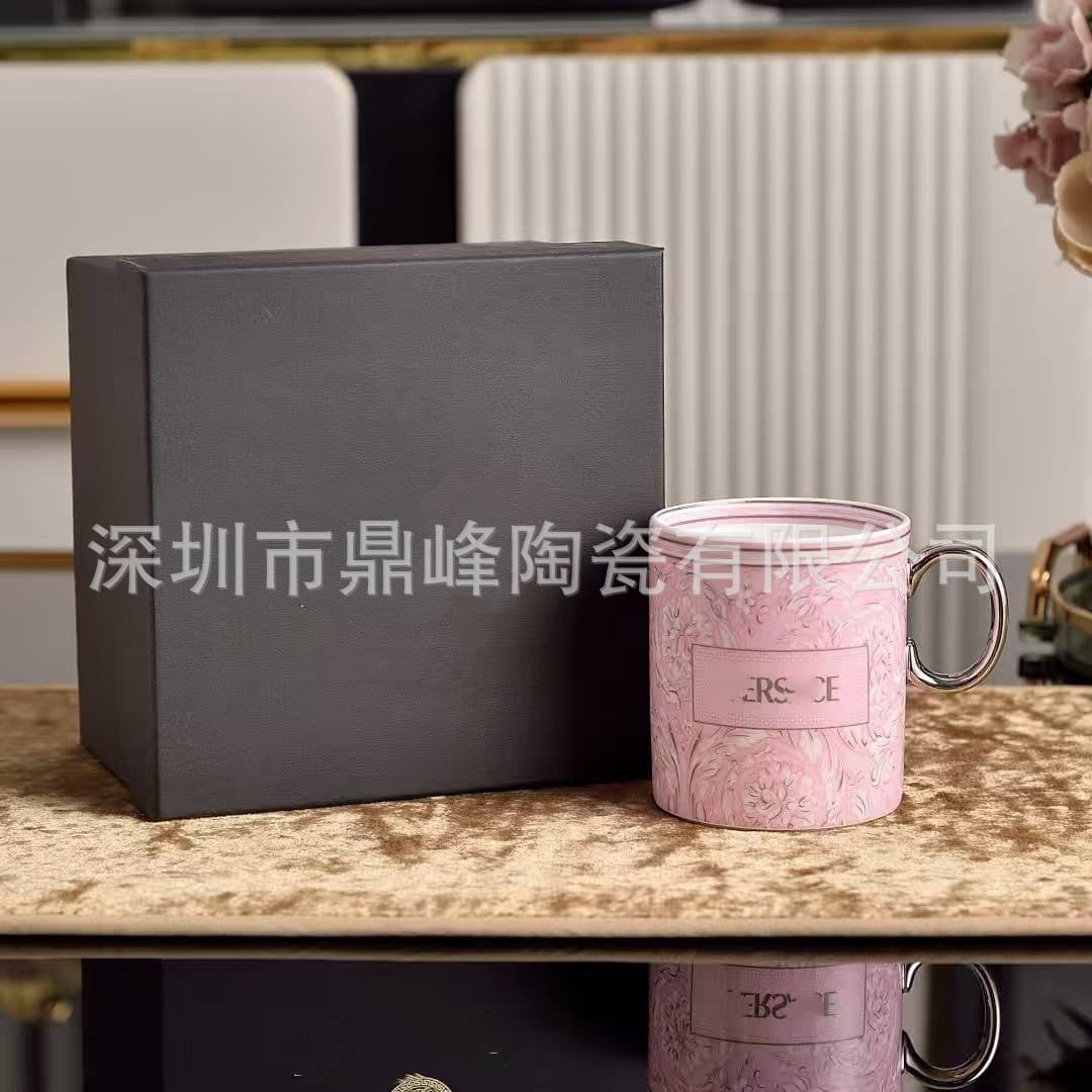 European Luxury Medusa Ceramic Mug Fine Bone China Couple Coffee Cup Water Mug Gift Box Set
