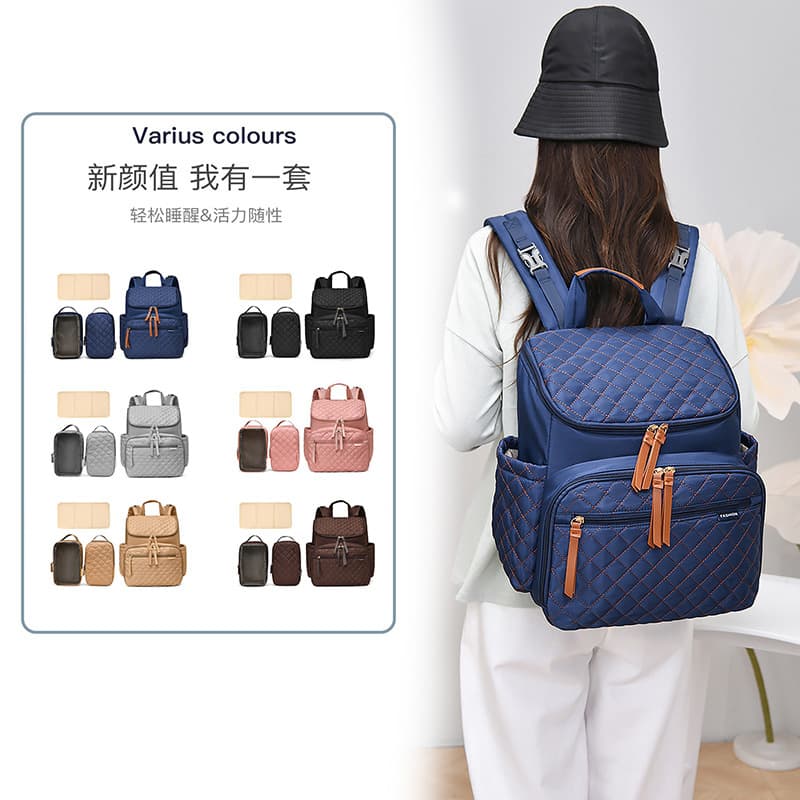 Insulated baby stroller bag with diaper pad, independent small bag, shoulder mother and baby bag, cross-border new multi-functional mommy bag