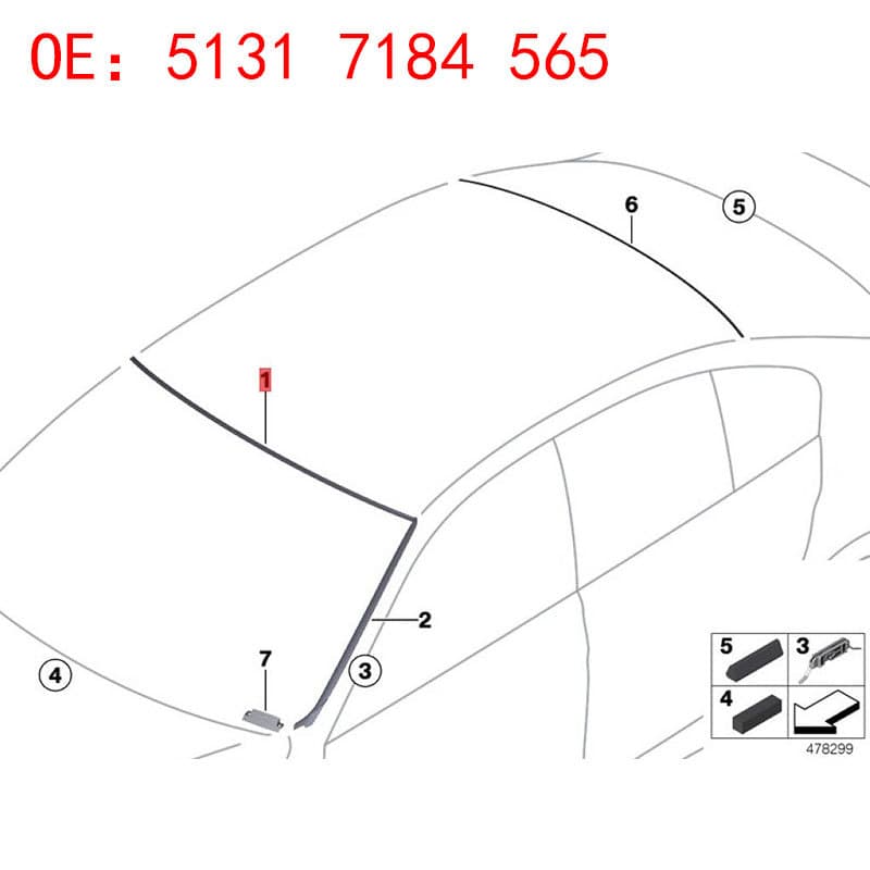 Cross-border supply for BMW 7 Series F01 F02 F04 front windshield molding strip OE: 51317184565