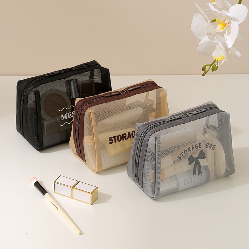 New Mesh Octagon Cosmetic Bag Portable Travel Wash Bag Women's Mesh Storage Bag Large Capacity Mesh Storage Bag