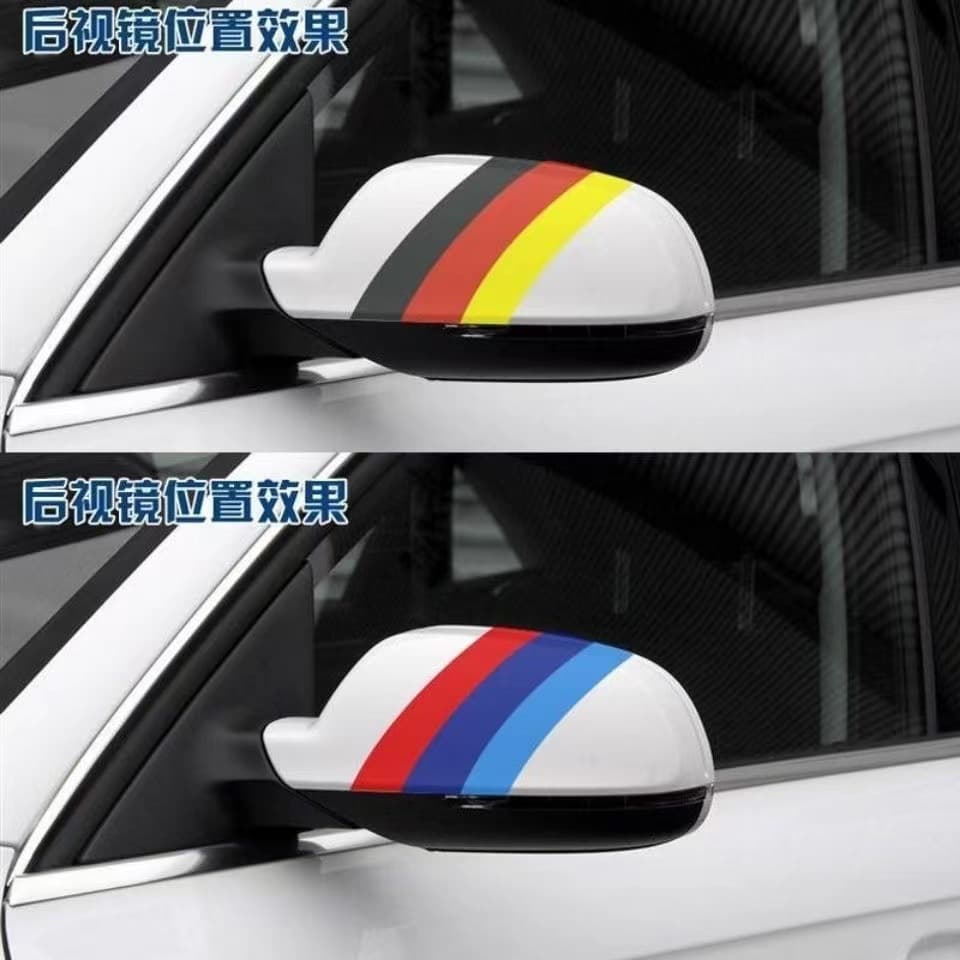 Hot-selling car decoration sticker for body, hood, front bumper protective film, three-color racing stripe, flag design, scratch cover