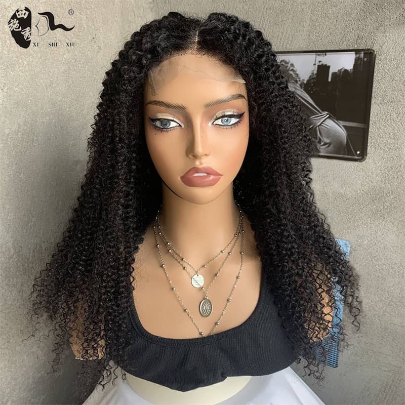 Cross-border African long curly hair mixed hair wigs for women 4*4 curly blend hair lace wigs