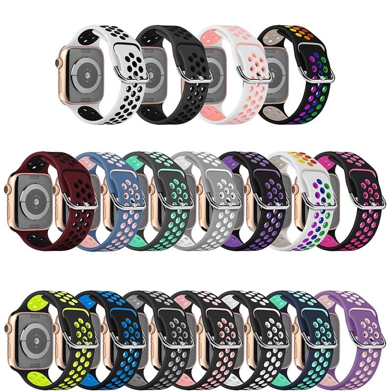 Compatible with Apple Watch Nike Sport Band Style Strap iWatch 6/5 Dual-Color Breathable Hole-Style Wristband