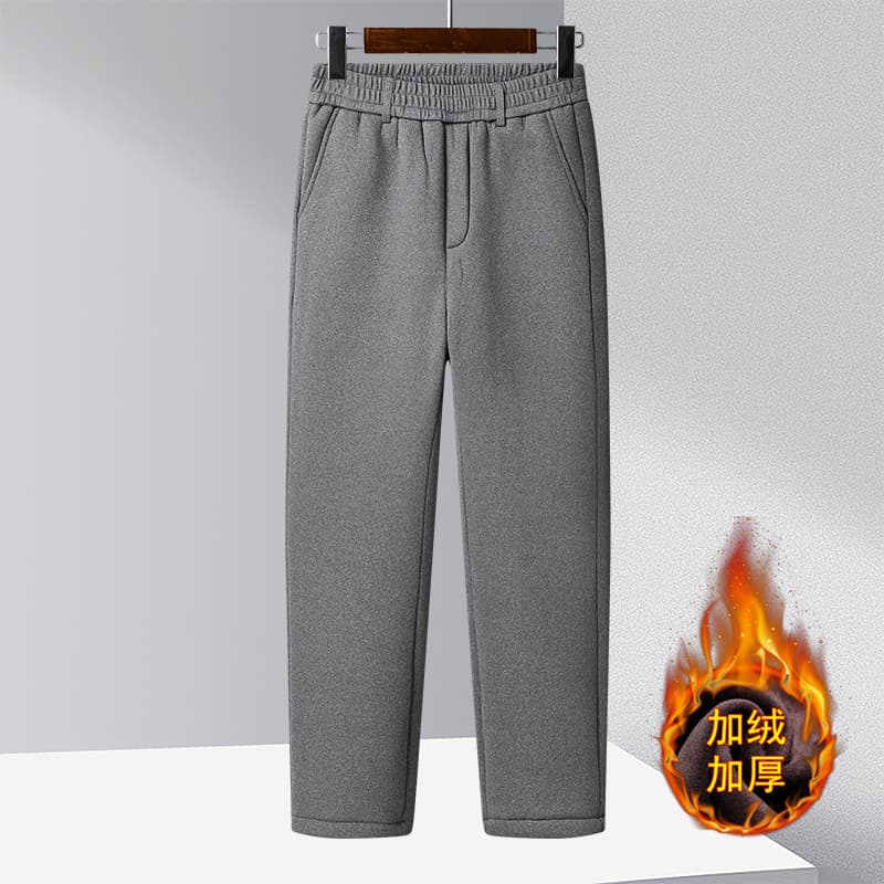 Winter new style fleece-lined sweatpants middle-aged and elderly men's thermal warm pants dad style commuting outerwear long pants casual pants.